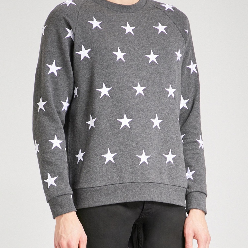 Gray Embroidered Star Cotton-jersey Sweatshirt